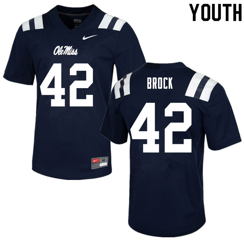 Youth #42 Brooks Brock Ole Miss Rebels College Football Jerseys Sale-Navy